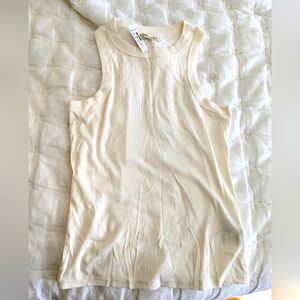 NWT Madewell cream ribbed cutaway tank top